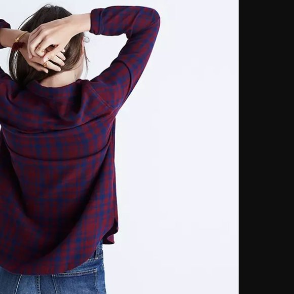 NWT Madewell Flannel Zip-Front Popover Shirt Red - Picture 3 of 8